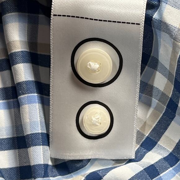 UNTUCKit Sardinia Blue Plaid Button Up Shirt Mens L Slim Fit Nylon Stretch - Picture 7 of 7